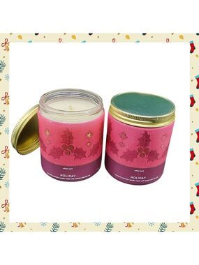 2 HOLIDAY SINGLE WICK CANDLES BY BATH & BODY WORKS